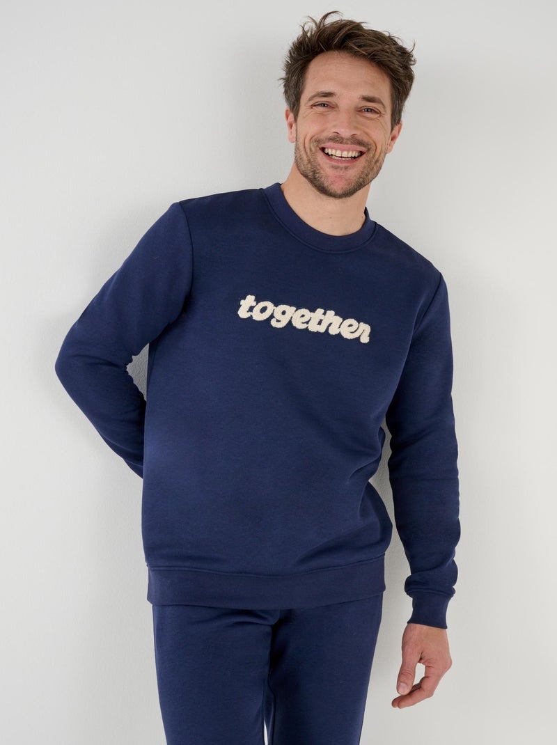 Sweatshirt Thermolactyl en molleton - Damart Bleu - Kiabi