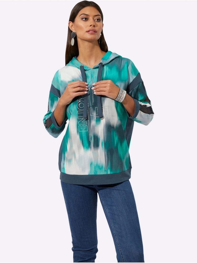 Sweatshirt Ultra-doux Avec Modal - Taille Standard - Helline Bleu Vert - Kiabi