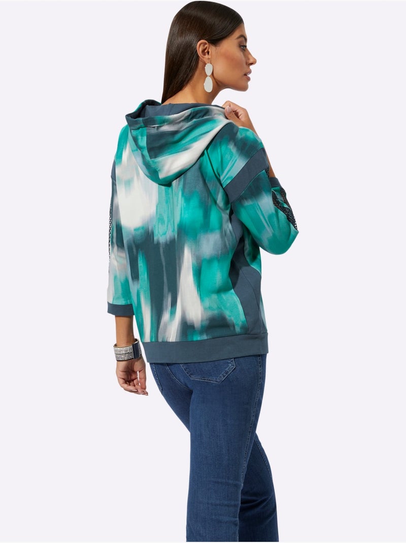 Sweatshirt Ultra-doux Avec Modal - Taille Standard - Helline Bleu Vert - Kiabi