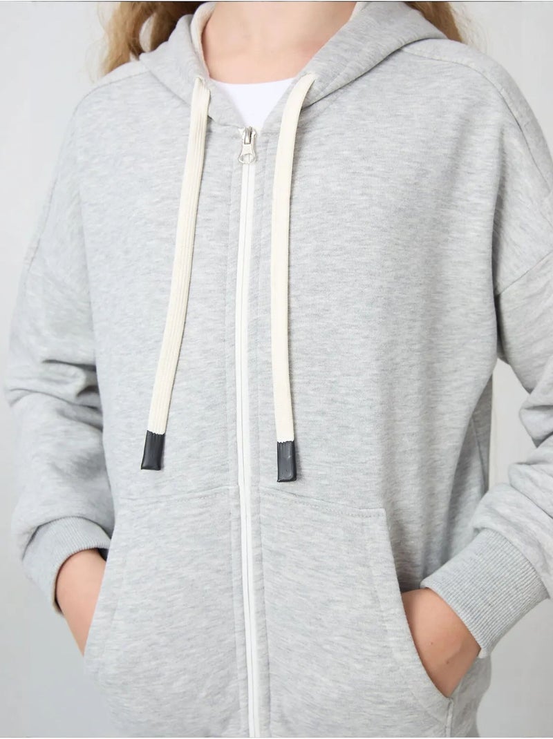Sweatshirt unisexe jeunesse en mélange coton tommy Gris clair - Kiabi