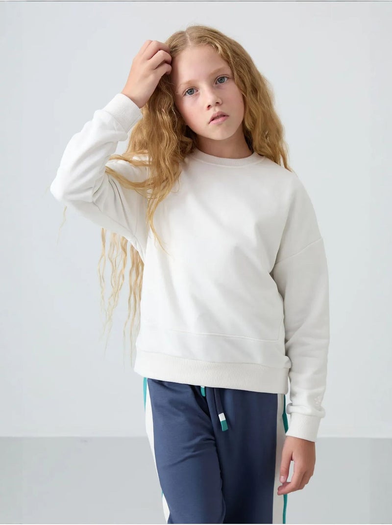 Sweatshirt unisexe jeunesse en mélange de coton tommy Blanc cassé - Kiabi