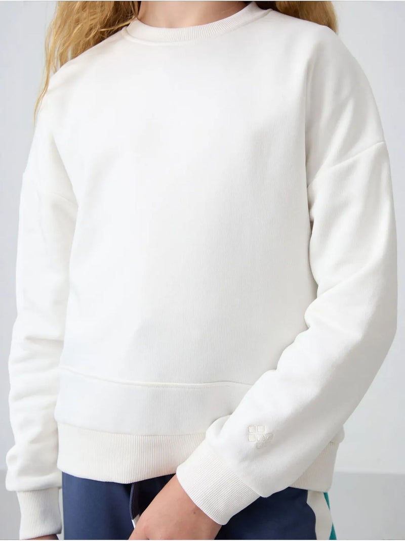 Sweatshirt unisexe jeunesse en mélange de coton tommy Blanc cassé - Kiabi