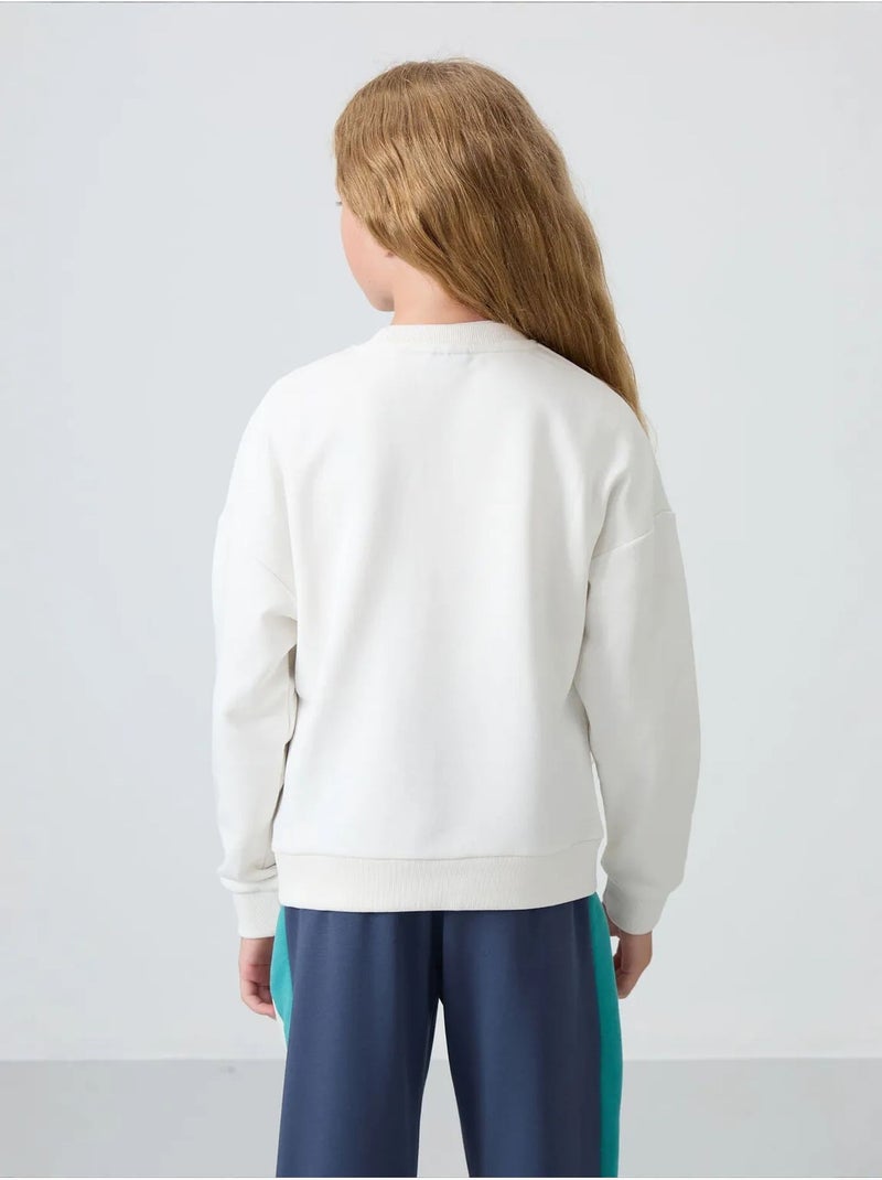 Sweatshirt unisexe jeunesse en mélange de coton tommy Blanc cassé - Kiabi