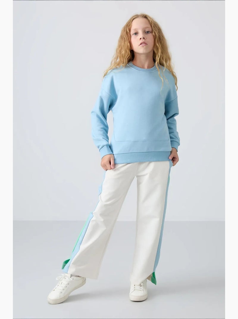 Sweatshirt unisexe jeunesse en mélange de coton tommy Bleu ciel - Kiabi