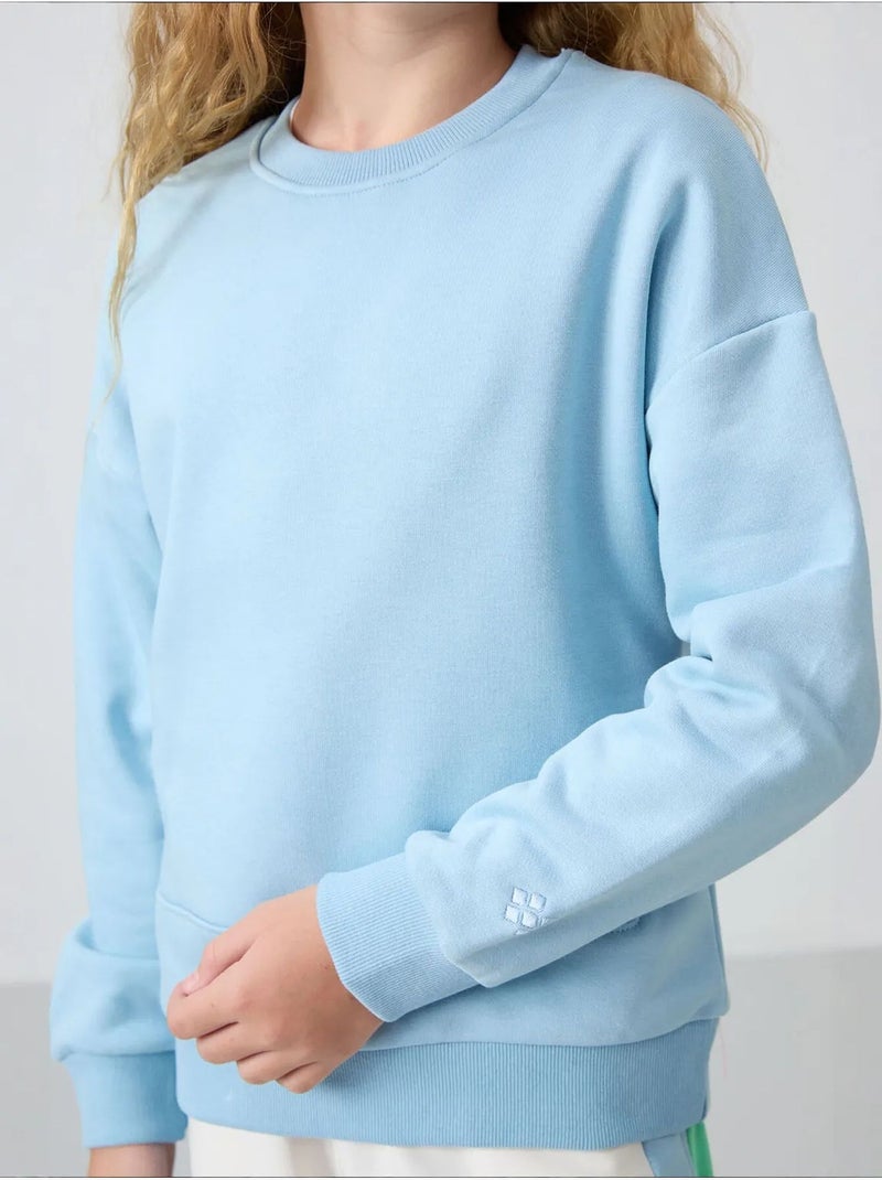 Sweatshirt unisexe jeunesse en mélange de coton tommy Bleu ciel - Kiabi