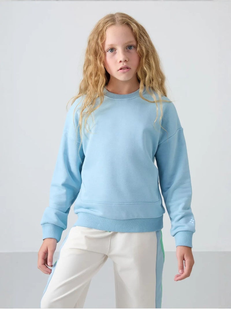 Sweatshirt unisexe jeunesse en mélange de coton tommy Bleu ciel - Kiabi