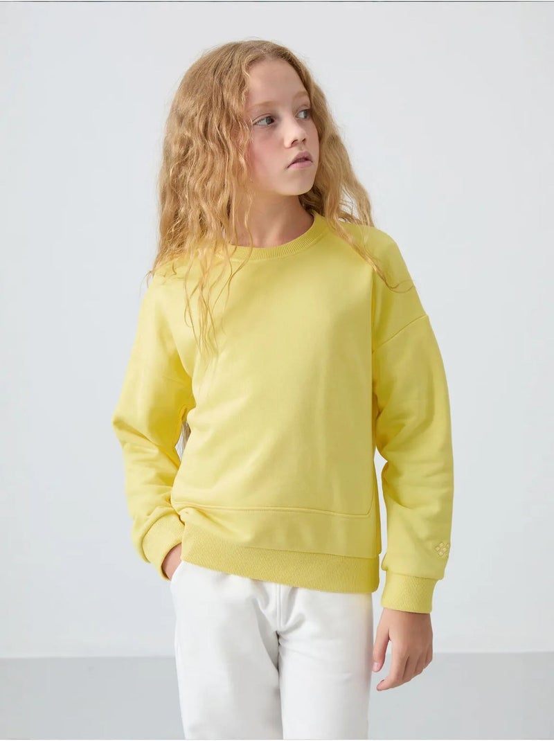 Sweatshirt unisexe jeunesse en mélange de coton tommy Jaune citron - Kiabi