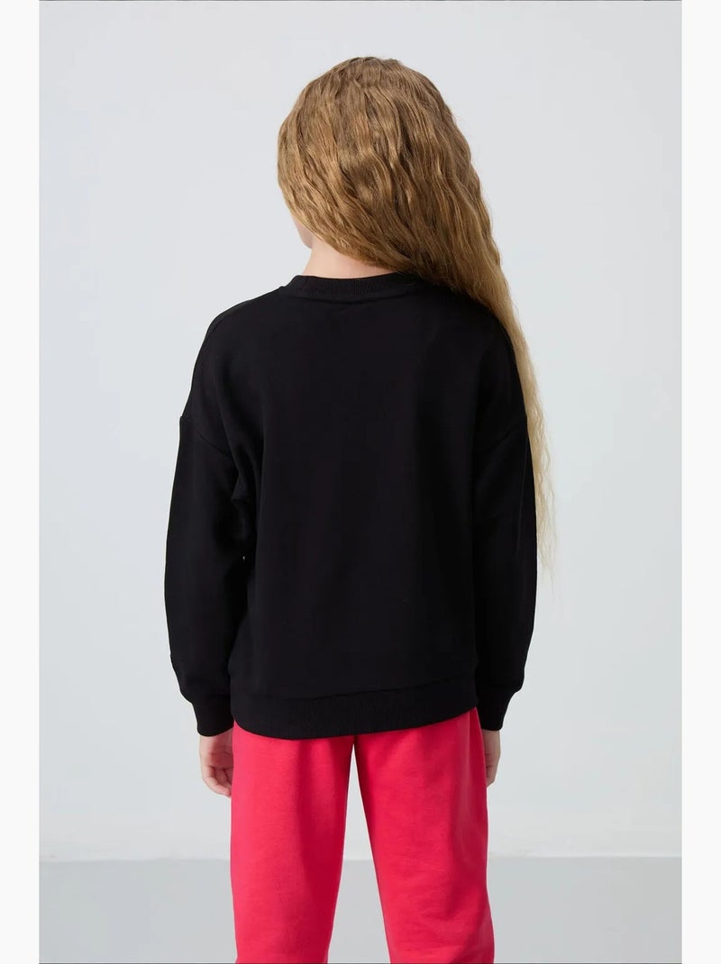 Sweatshirt unisexe jeunesse en mélange de coton tommy Noir - Kiabi