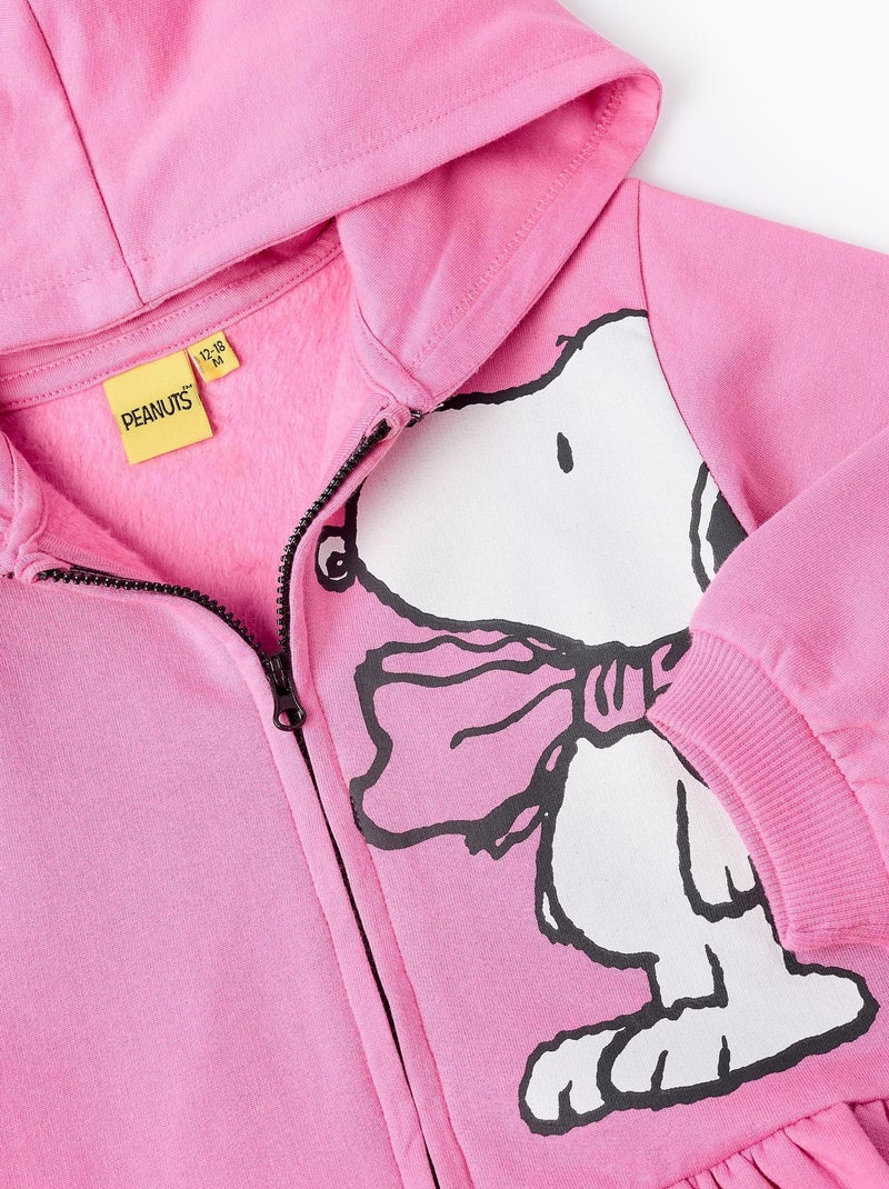 Sweatshirt Zipper 100% coton, imprimé Snoopy, matelassage SNOOPY PEANUTS Rose - Kiabi