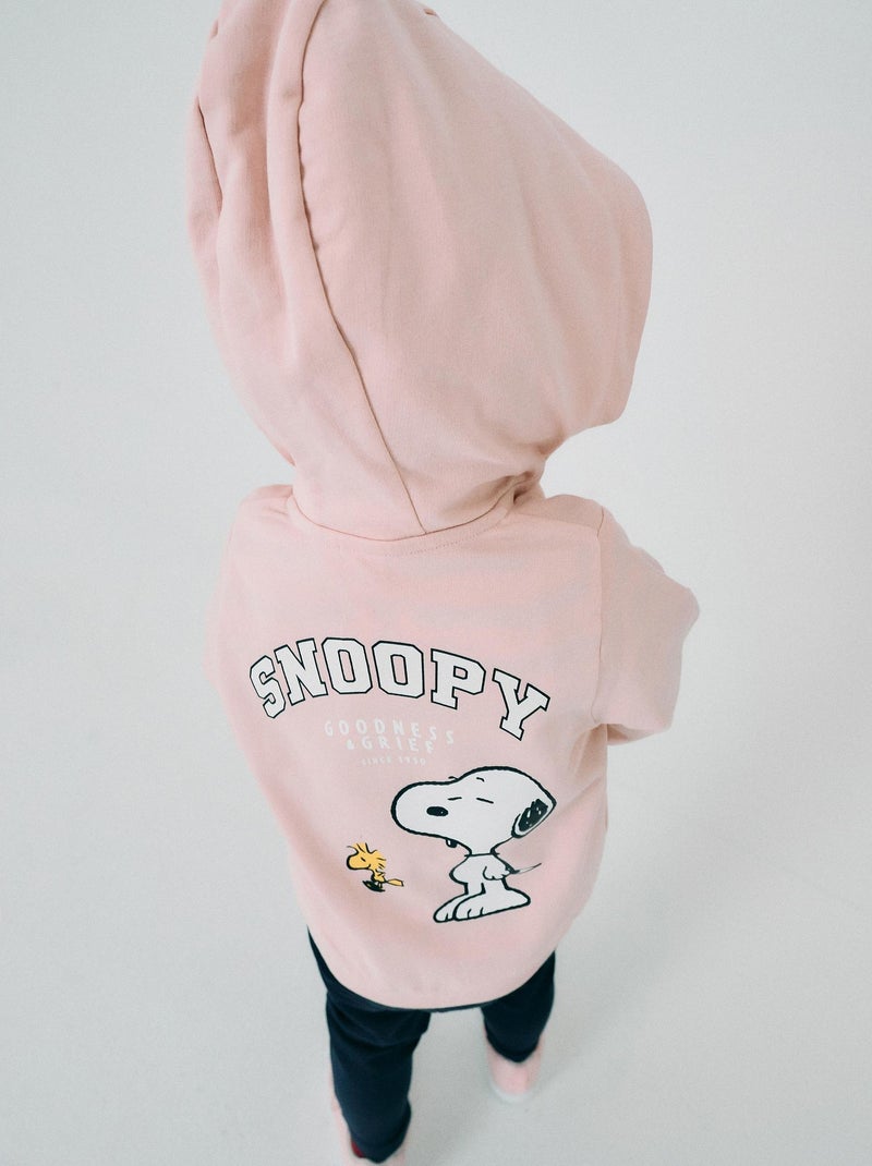 Sweatshirt Zipper 100% coton, imprimé Snoopy SNOOPY PEANUTS Rose clair - Kiabi