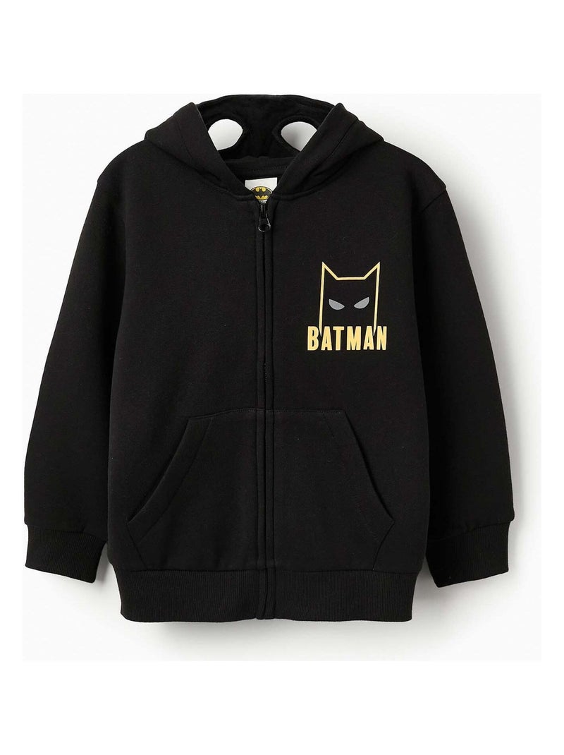 Sweatshirt Zipper matelassé, avec masque à capuche et imprimé Batman dans le dos BATMAN Noir - Kiabi
