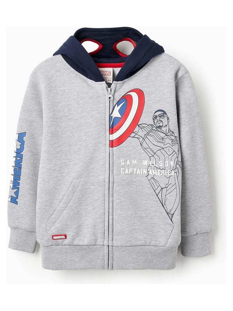 Sweatshirt Zipper matelassé, avec masque à capuche et imprimé Captain America MARVEL CAP AMERICA Gris - Kiabi
