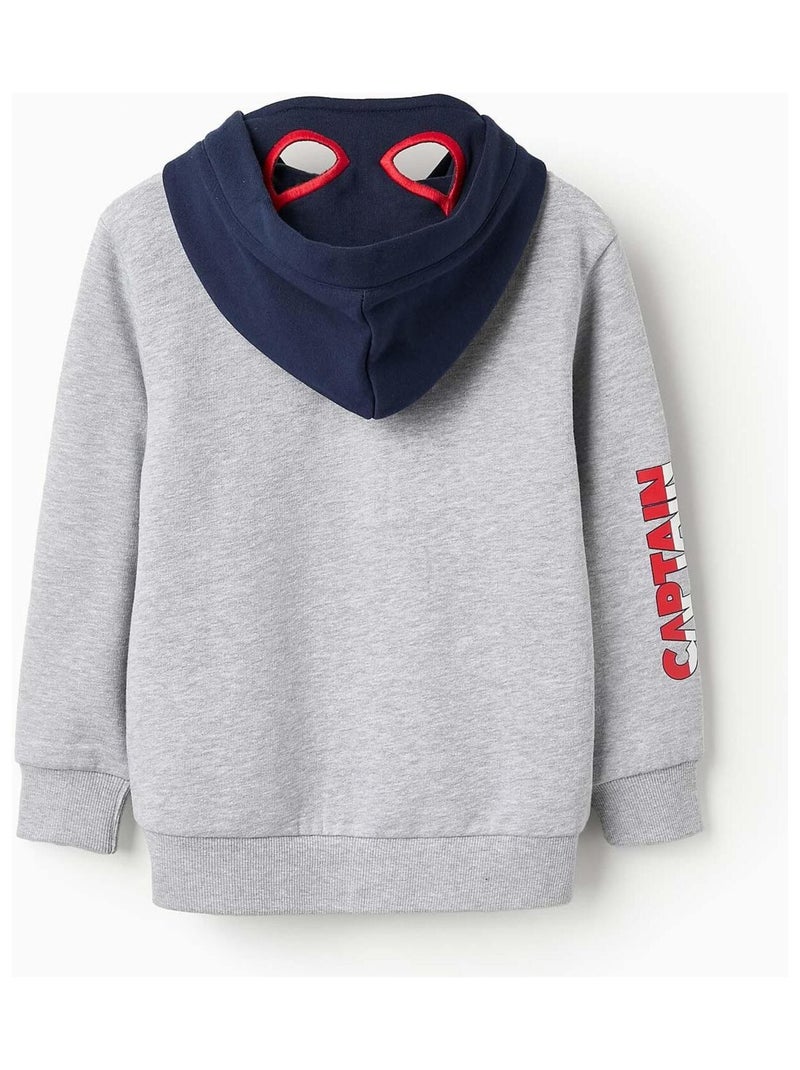 Sweatshirt Zipper matelassé, avec masque à capuche et imprimé Captain America MARVEL CAP AMERICA Gris - Kiabi