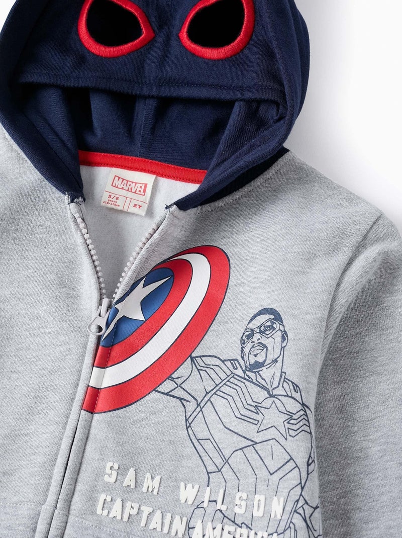 Sweatshirt Zipper matelassé, avec masque à capuche et imprimé Captain America MARVEL CAP AMERICA Gris - Kiabi