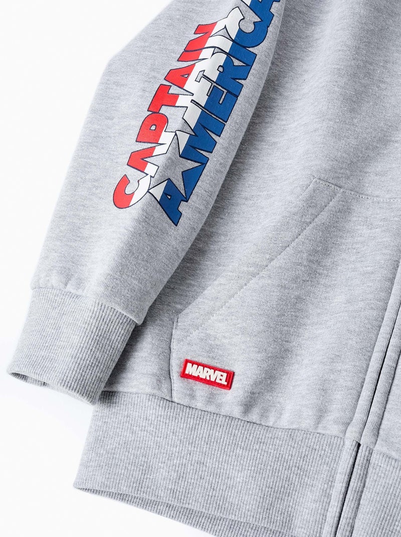 Sweatshirt Zipper matelassé, avec masque à capuche et imprimé Captain America MARVEL CAP AMERICA Gris - Kiabi