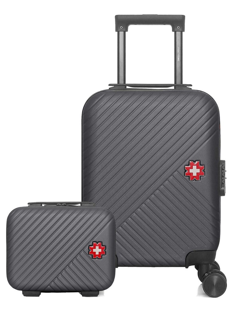 SWISS KOPPER  -  Lot de 2  -  Valise cabine XXS et vanity SPIEZ Gris foncé - Kiabi