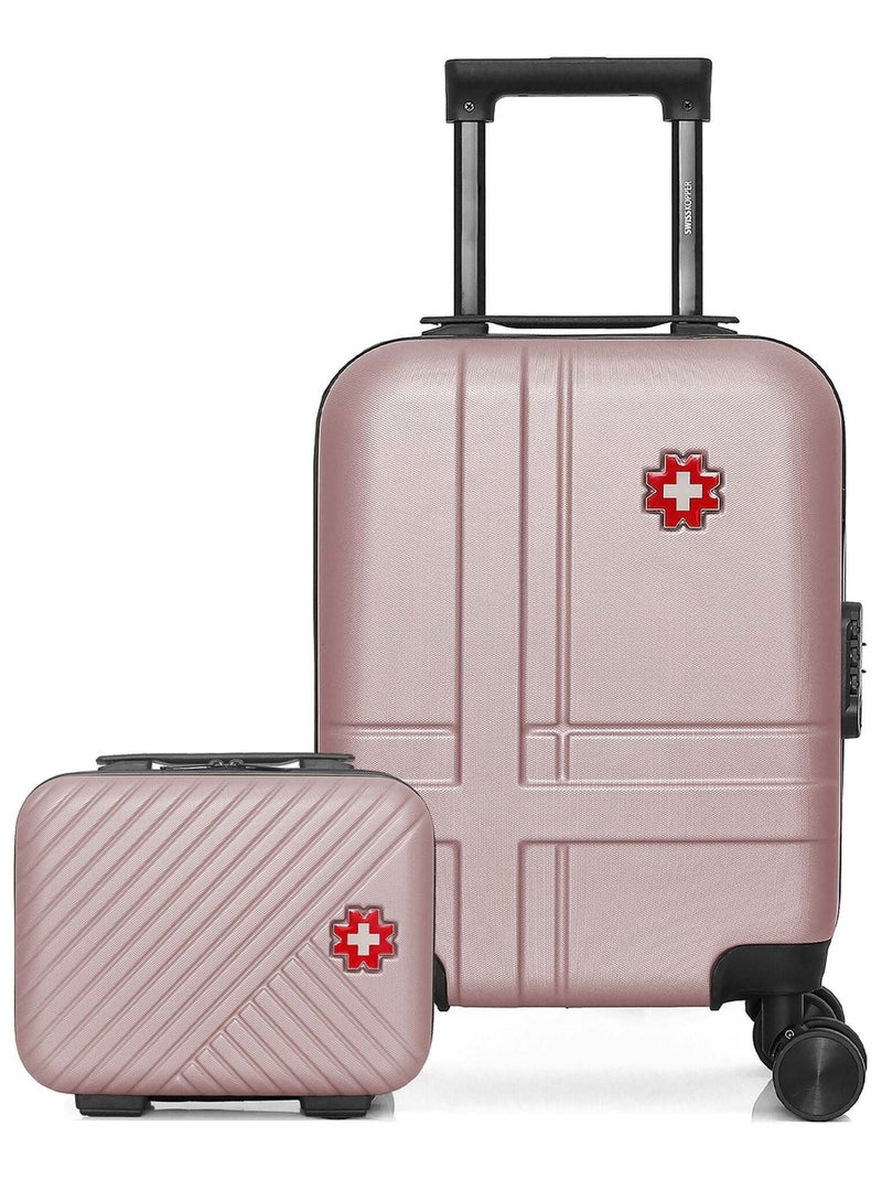 SWISS KOPPER  -  Lot de 2  -  Valise cabine XXS et vanity USTER Rose clair - Kiabi