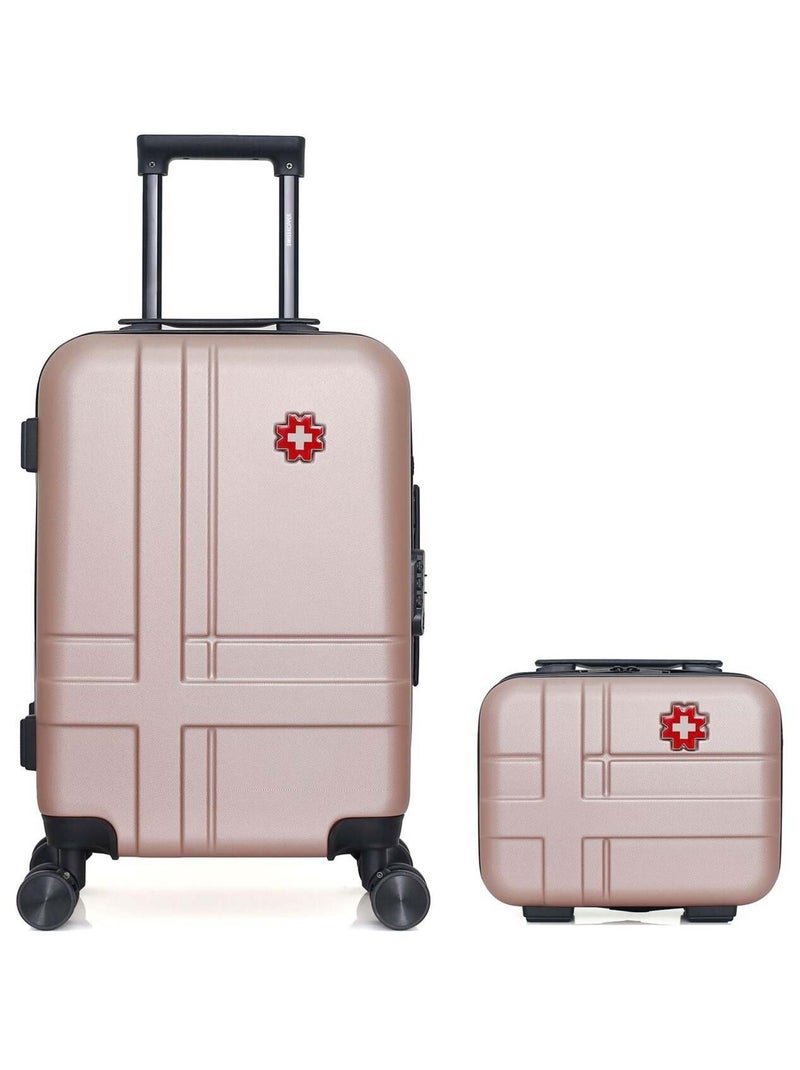 SWISS KOPPER - LOT DE 2 - Valises cabine et vanity USTER Rose clair - Kiabi