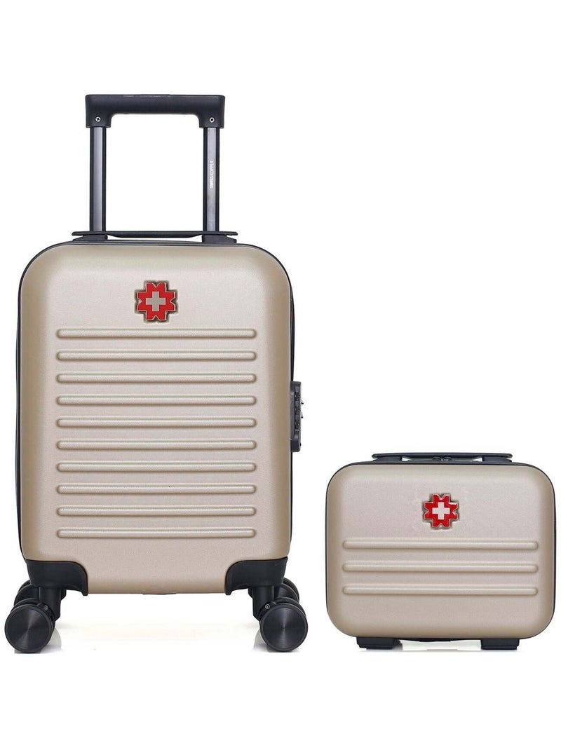 SWISS KOPPER - LOT DE 2 - Valises cabine XXS et vanity WIL Beige - Kiabi
