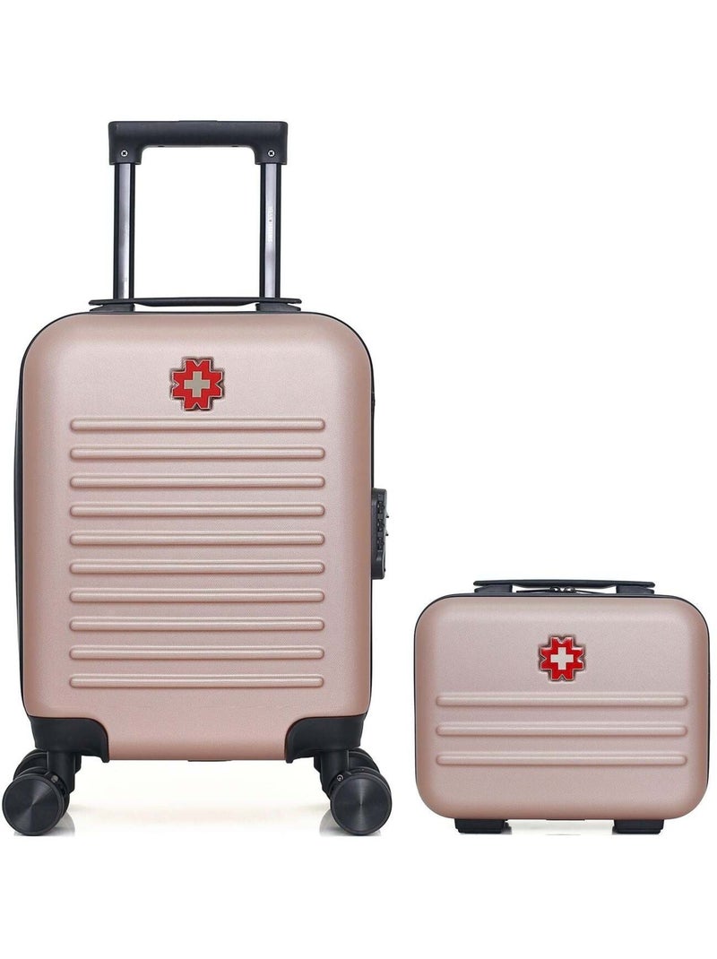 SWISS KOPPER - LOT DE 2 - Valises cabine XXS et vanity WIL Rose clair - Kiabi