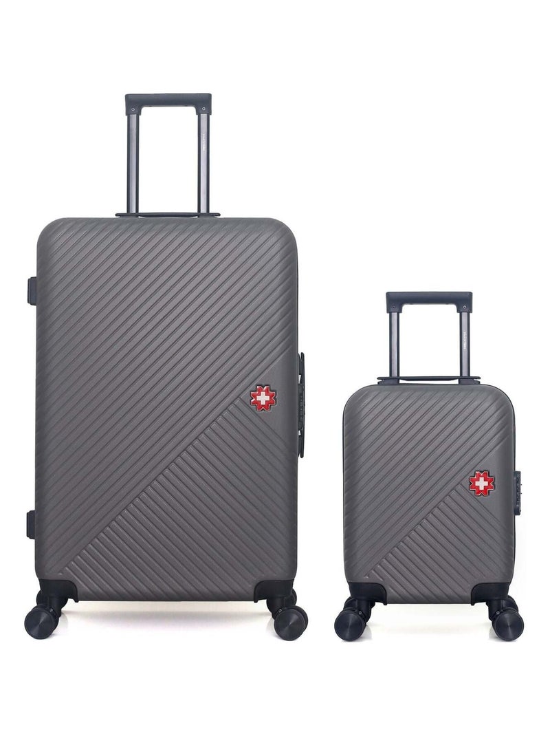 SWISS KOPPER - LOT DE 2 - Valises grand format et cabine XXS SPIEZ Gris foncé - Kiabi