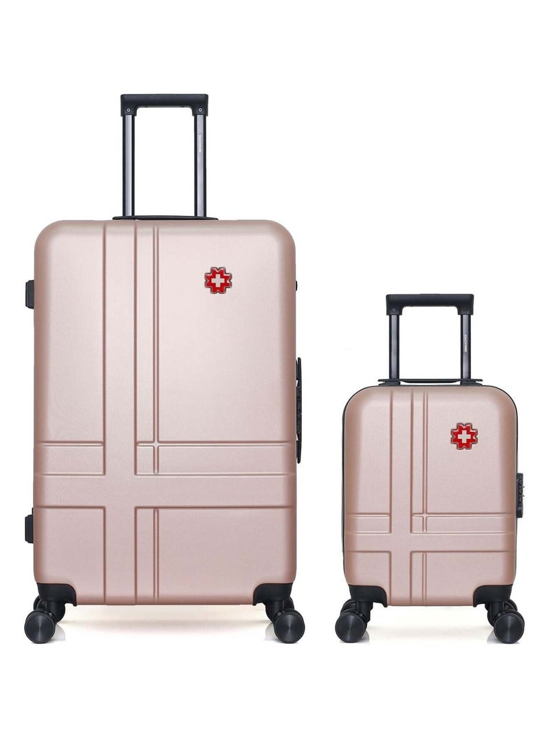 SWISS KOPPER - LOT DE 2 - Valises grand format et cabine XXS USTER Rose clair - Kiabi