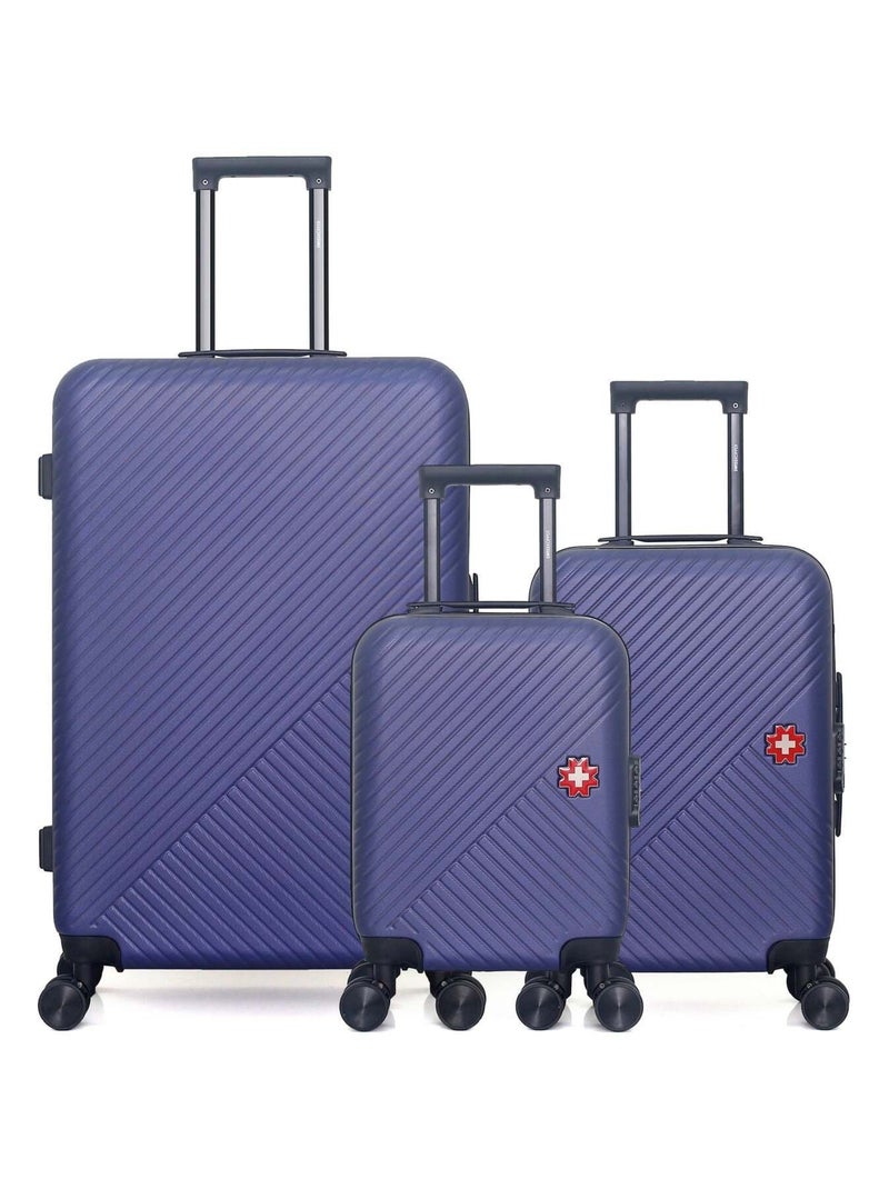 SWISS KOPPER - LOT DE 3 - Valise Grand Format, Valise Cabine et Valise Cabine XXS SPIEZ Bleu marine - Kiabi