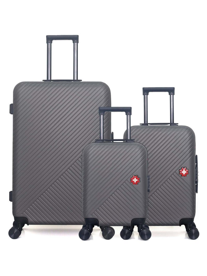 SWISS KOPPER - LOT DE 3 - Valise Grand Format, Valise Cabine et Valise Cabine XXS SPIEZ Gris foncé - Kiabi