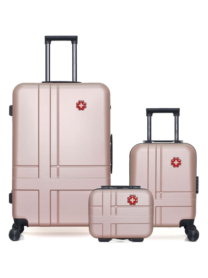SWISS KOPPER - LOT DE 3 - Valise Grand Format, Valise Cabine XXS et Vanity USTER Rose clair - Kiabi