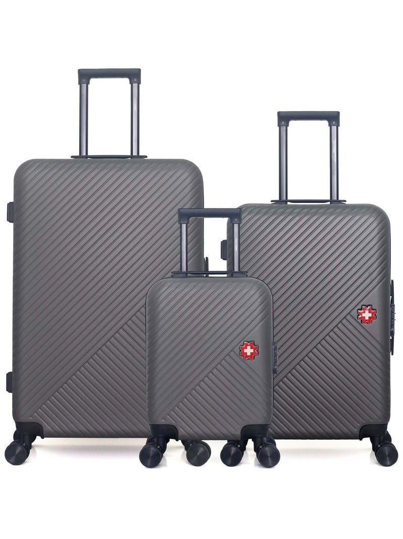 SWISS KOPPER - LOT DE 3 - Valise Grand Format, Valise Week-end et Valise Cabine XXS SPIEZ Gris foncé - Kiabi