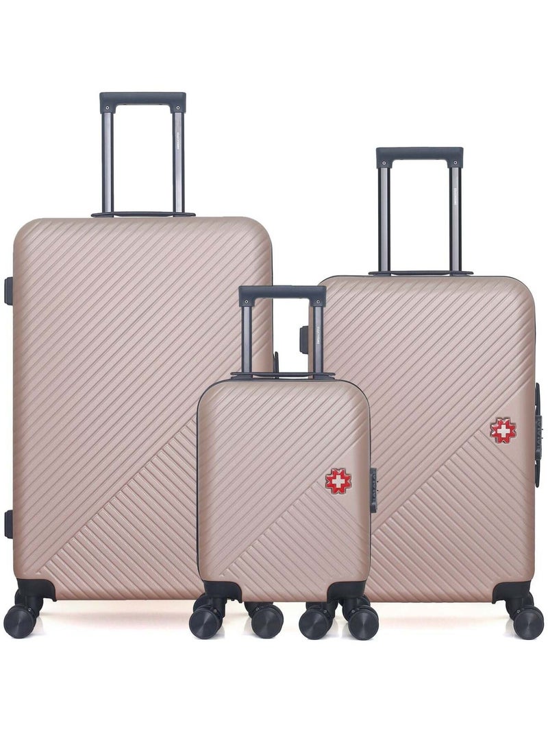 SWISS KOPPER - LOT DE 3 - Valise Grand Format, Valise Week-end et Valise Cabine XXS SPIEZ Rose clair - Kiabi