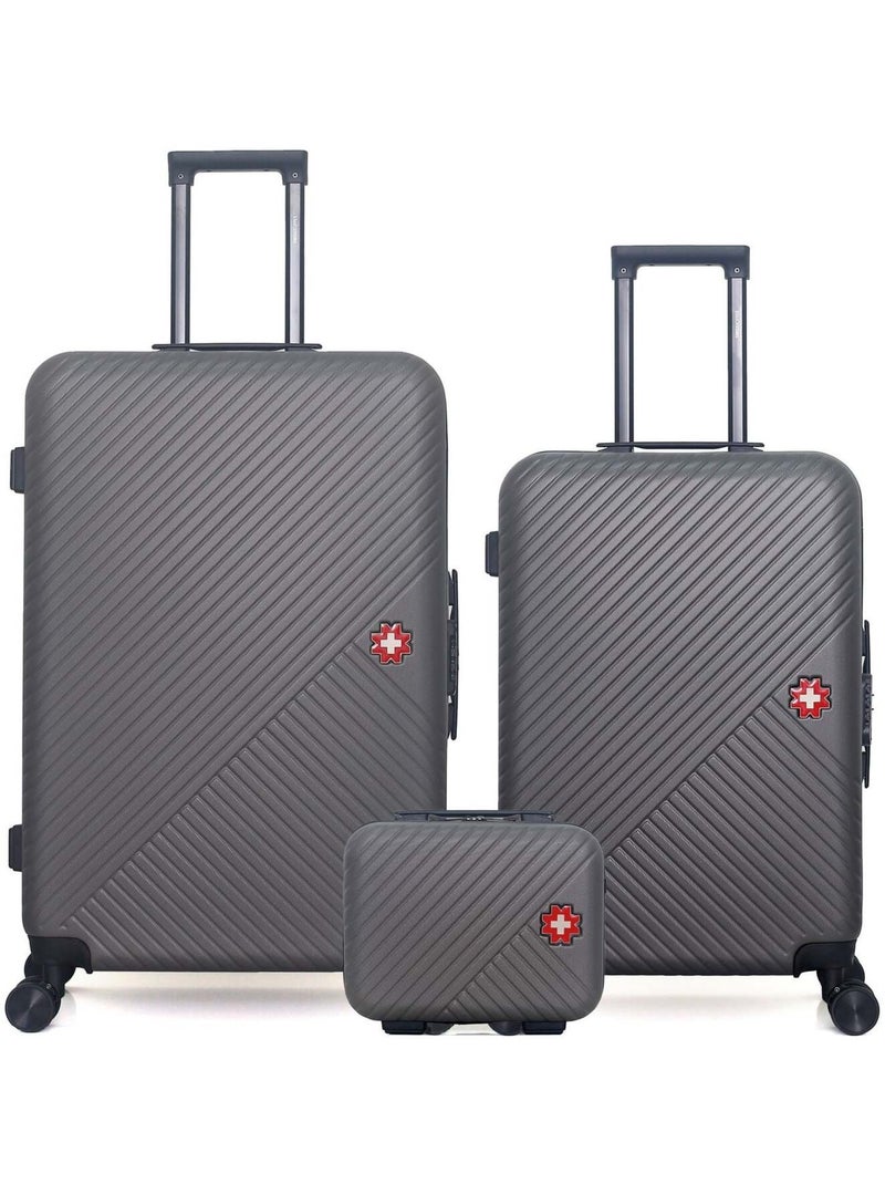 SWISS KOPPER - LOT DE 3 - Valise Grand Format, Valise Week-end et Vanity SPIEZ Gris foncé - Kiabi