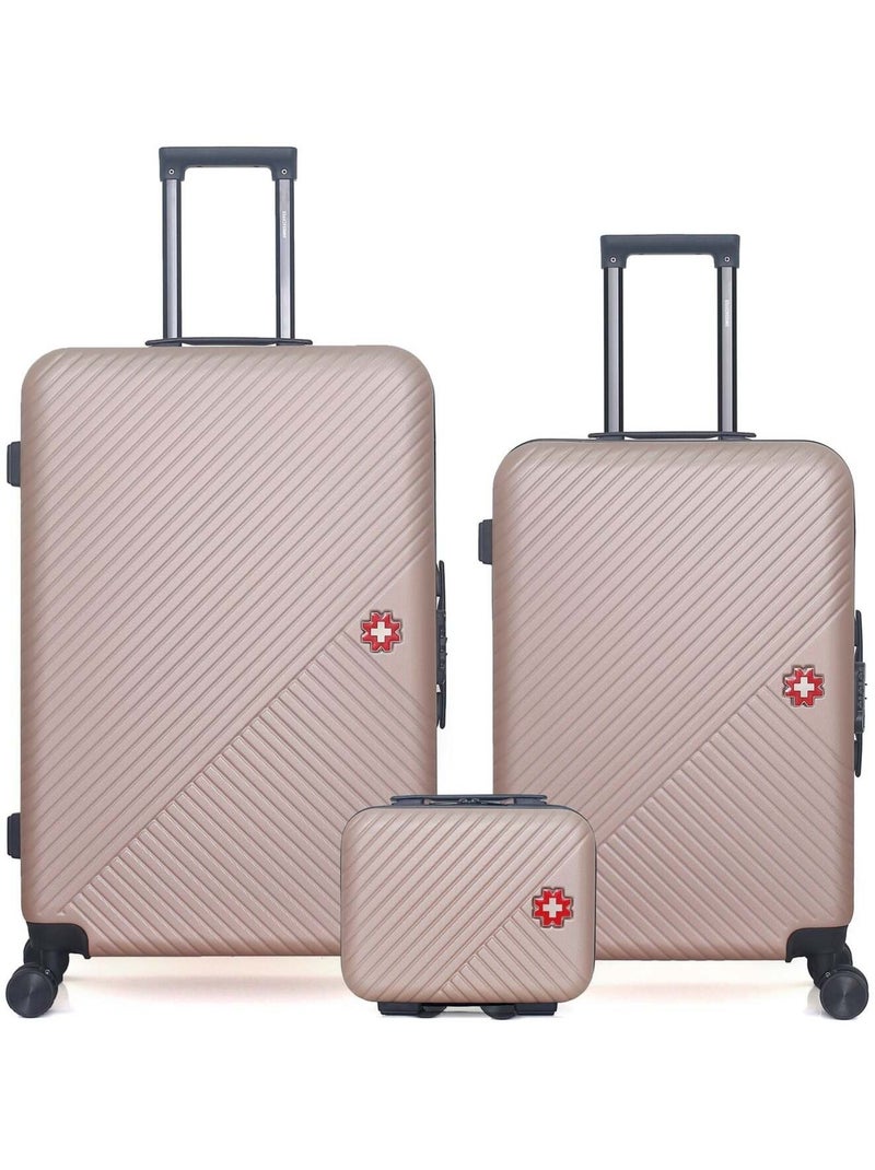 SWISS KOPPER - LOT DE 3 - Valise Grand Format, Valise Week-end et Vanity SPIEZ Rose clair - Kiabi