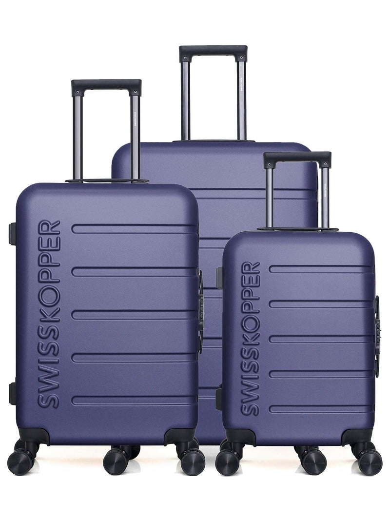 SWISS KOPPER - Lot de 3 - Valise grand format, valise weekend et valise cabine AIGLE - Bleu 