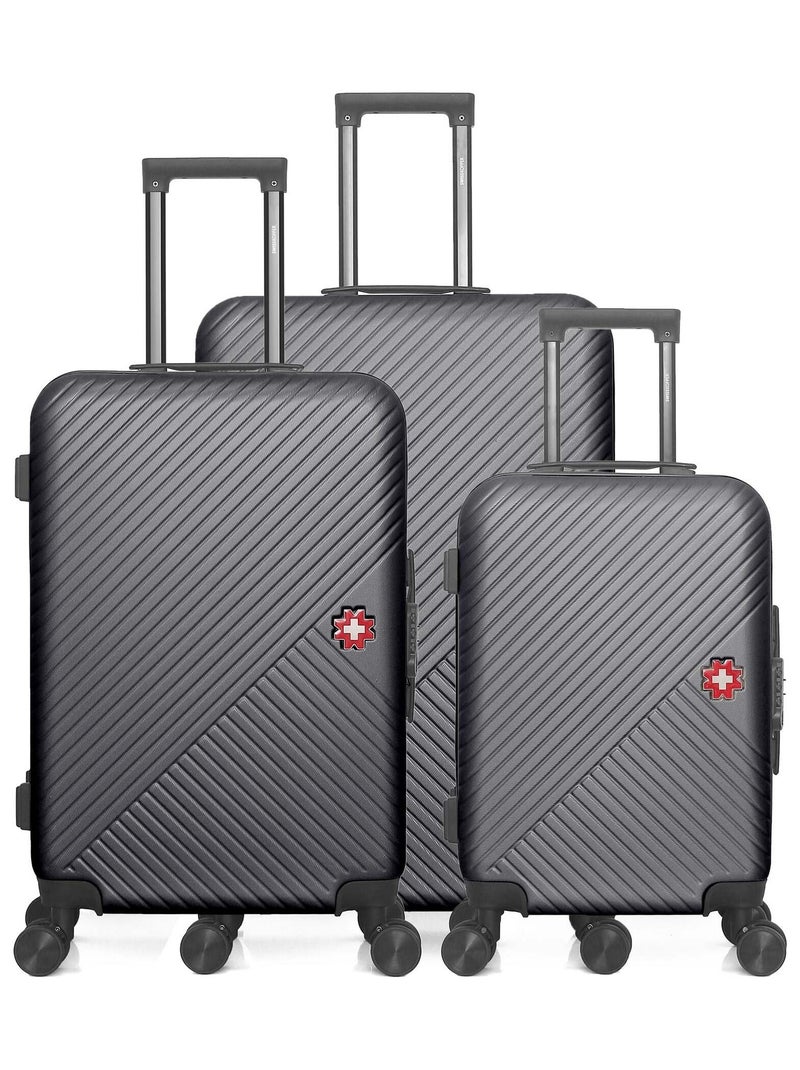SWISS KOPPER  -  Lot de 3  -  Valise grand format, valise weekend et valise cabine SPIEZ Gris foncé - Kiabi