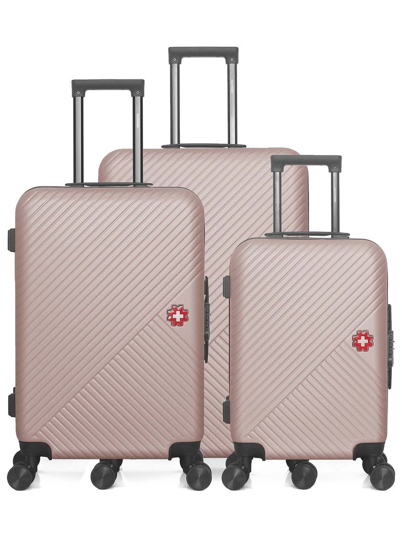 SWISS KOPPER  -  Lot de 3  -  Valise grand format, valise weekend et valise cabine SPIEZ Rose clair - Kiabi