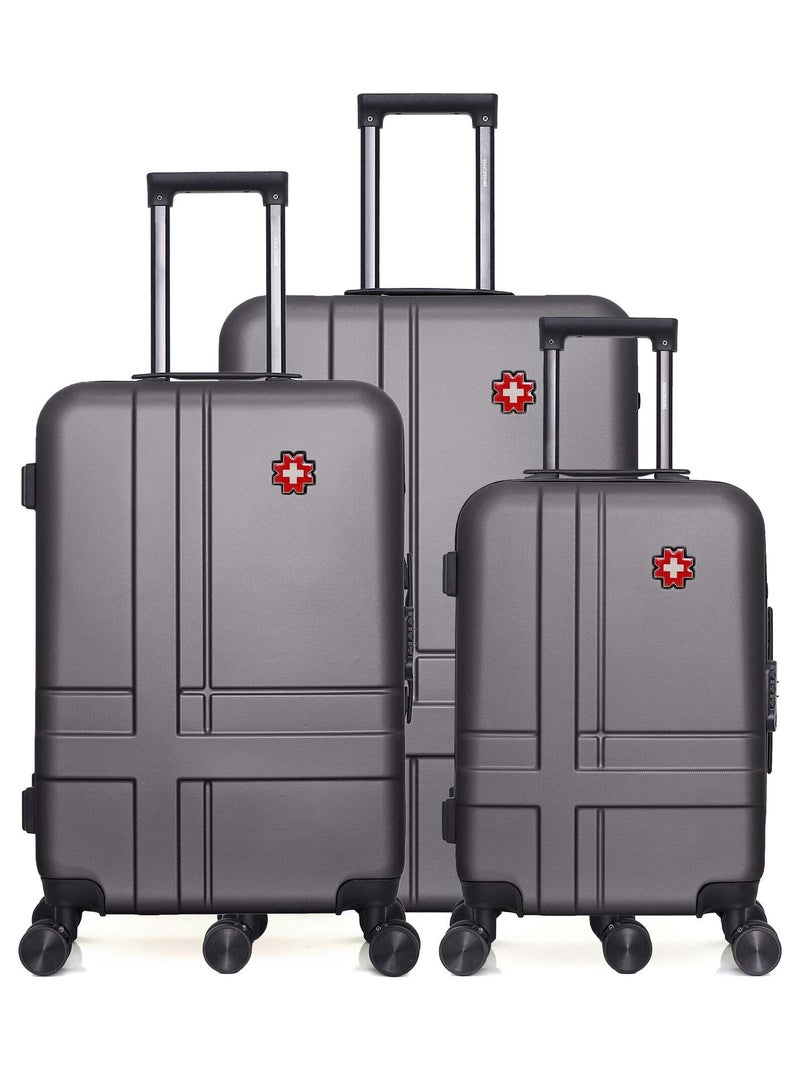SWISS KOPPER  -  Lot de 3  -  Valise grand format, valise weekend et valise cabine USTER Gris foncé - Kiabi