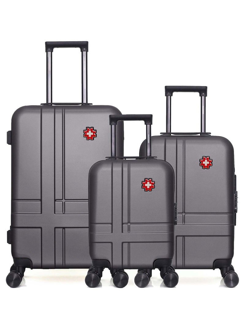SWISS KOPPER - Lot de 3 - Valise weekend, valise cabine et valise cabine XXS USTER Gris foncé - Kiabi