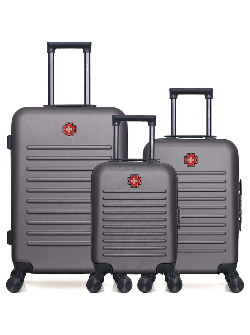 SWISS KOPPER - Lot de 3 - Valise weekend, valise cabine et valise cabine XXS WIL Gris foncé - Kiabi