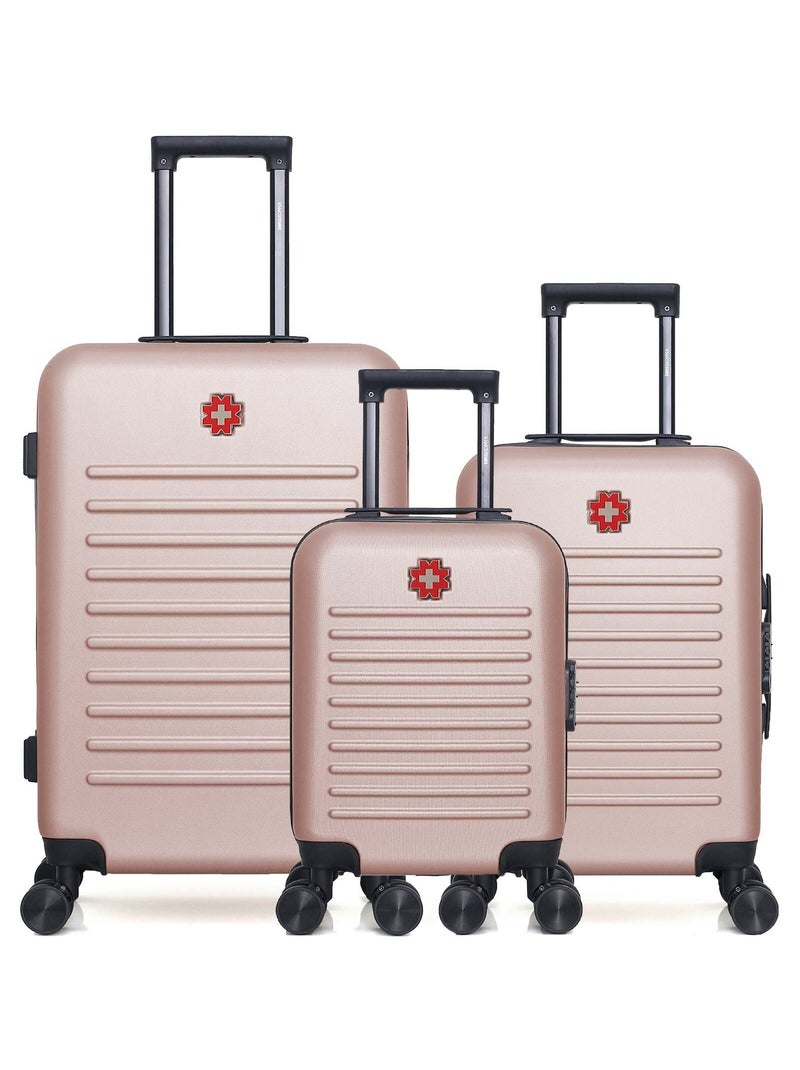 SWISS KOPPER - Lot de 3 - Valise weekend, valise cabine et valise cabine XXS WIL Rose clair - Kiabi