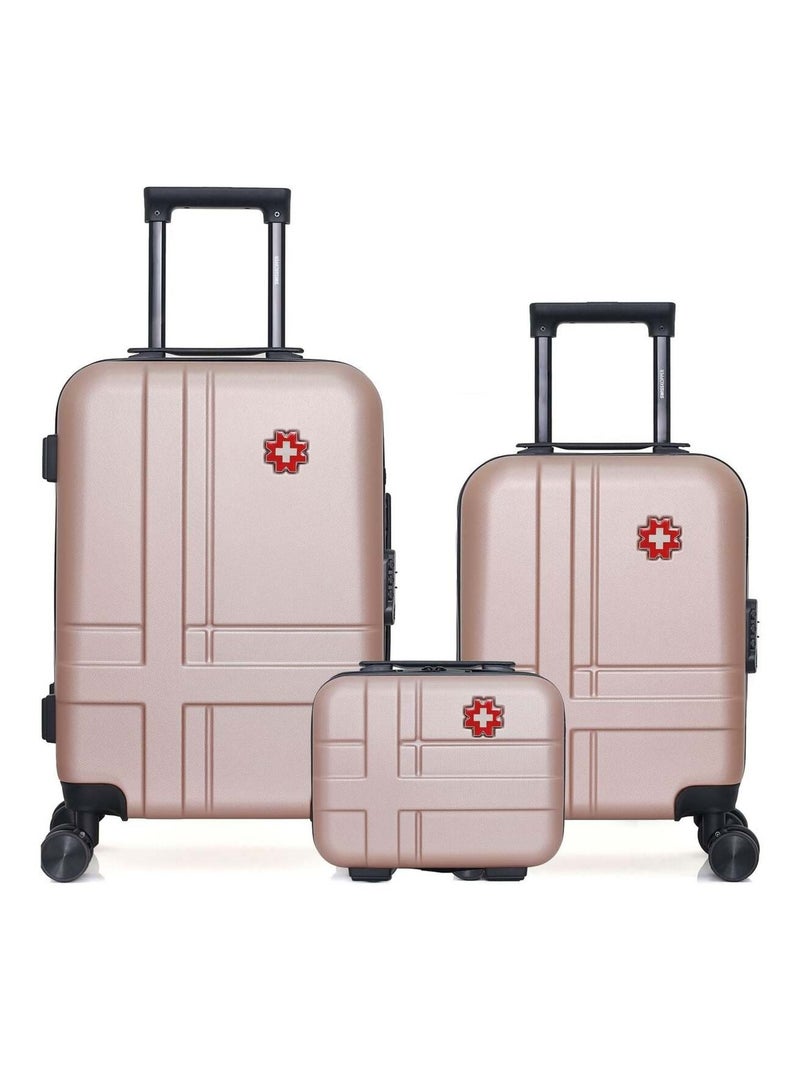 SWISS KOPPER - LOT DE 3 - Valises cabine, cabine XXS et vanity USTER Rose clair - Kiabi