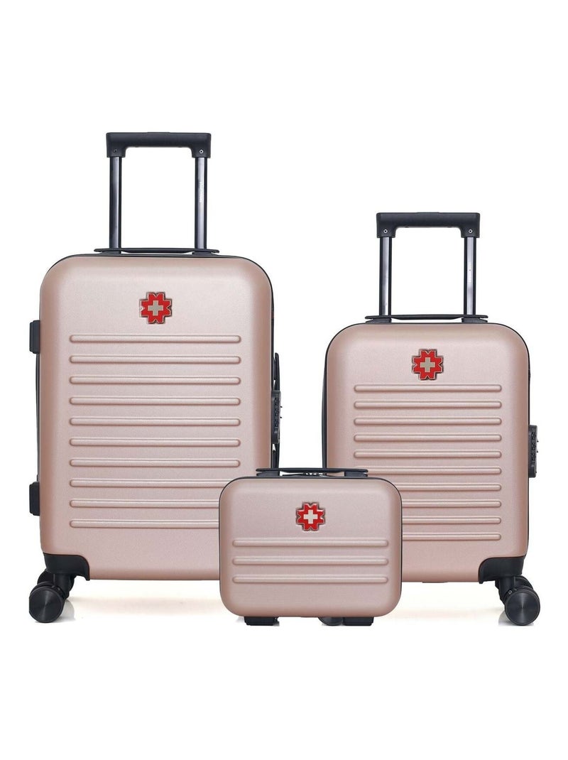 SWISS KOPPER - LOT DE 3 - Valises cabine, cabine XXS et vanity WIL Rose clair - Kiabi