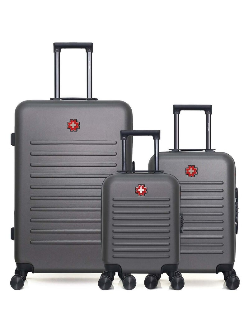 SWISS KOPPER - LOT DE 3 - Valises grand format, cabine et cabine XXS WIL Gris foncé - Kiabi