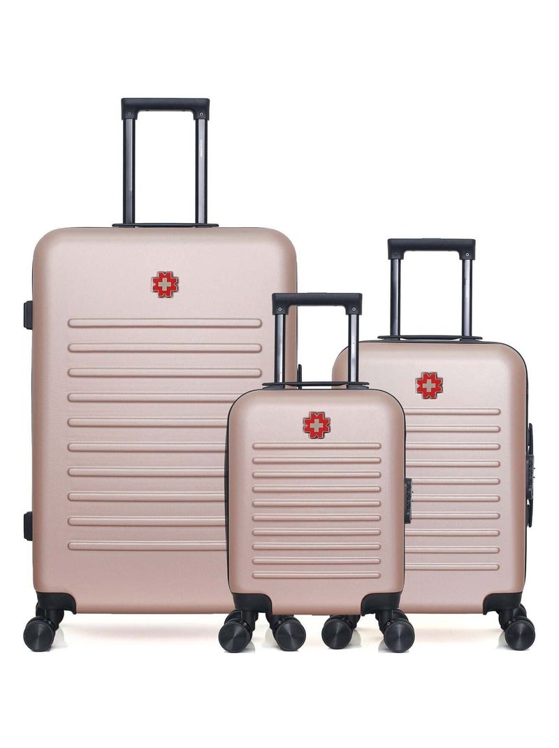 SWISS KOPPER - LOT DE 3 - Valises grand format, cabine et cabine XXS WIL Rose clair - Kiabi