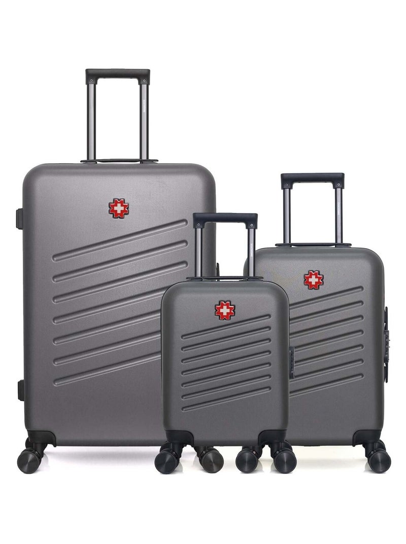 SWISS KOPPER - LOT DE 3 - Valises grand format, cabine et cabine XXS ZURICH Gris foncé - Kiabi