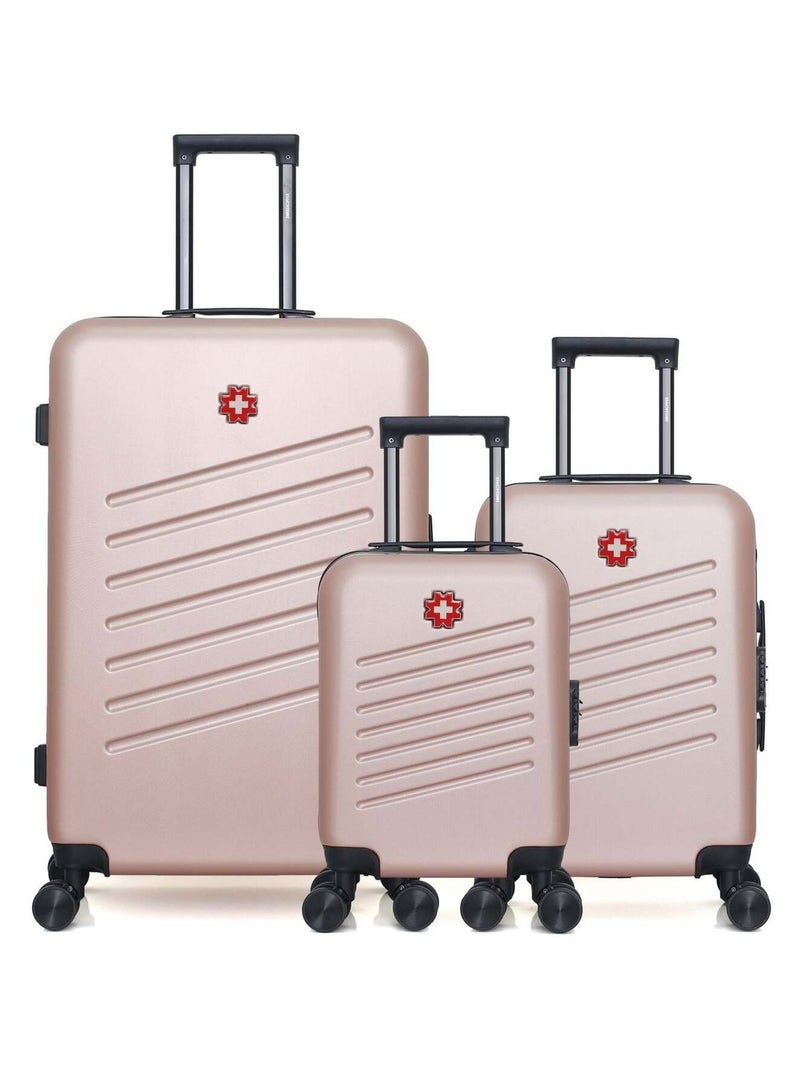SWISS KOPPER - LOT DE 3 - Valises grand format, cabine et cabine XXS ZURICH Rose clair - Kiabi
