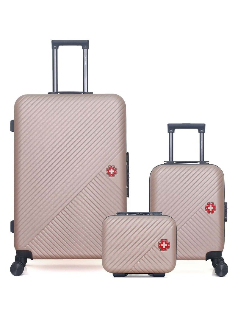 SWISS KOPPER - LOT DE 3 - Valises grand format, cabine XXS et vanity SPIEZ Rose clair - Kiabi