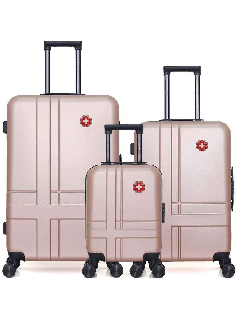 SWISS KOPPER - LOT DE 3 - Valises grand format, weekend et cabine XXS USTER Rose clair - Kiabi