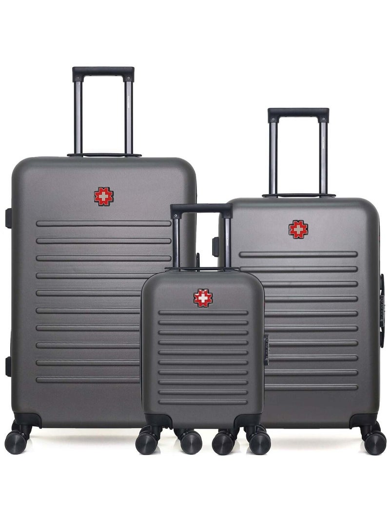 SWISS KOPPER - LOT DE 3 - Valises grand format, weekend et cabine XXS WIL Gris foncé - Kiabi