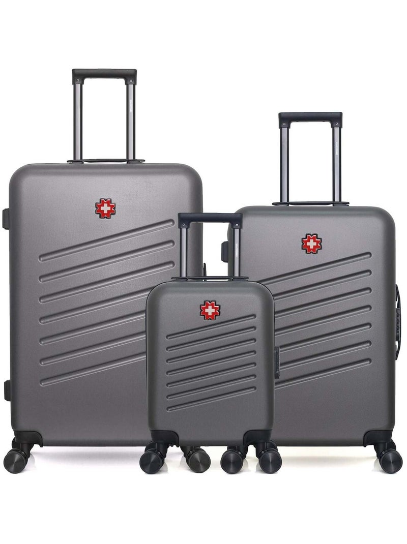 SWISS KOPPER - LOT DE 3 - Valises grand format, weekend et cabine XXS ZURICH Gris foncé - Kiabi